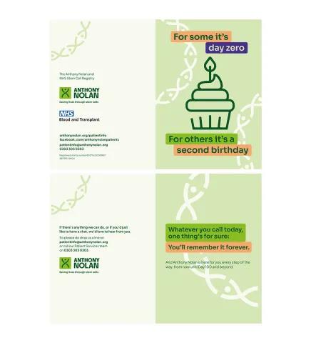 Two cards designs, one with a cupcake graphic