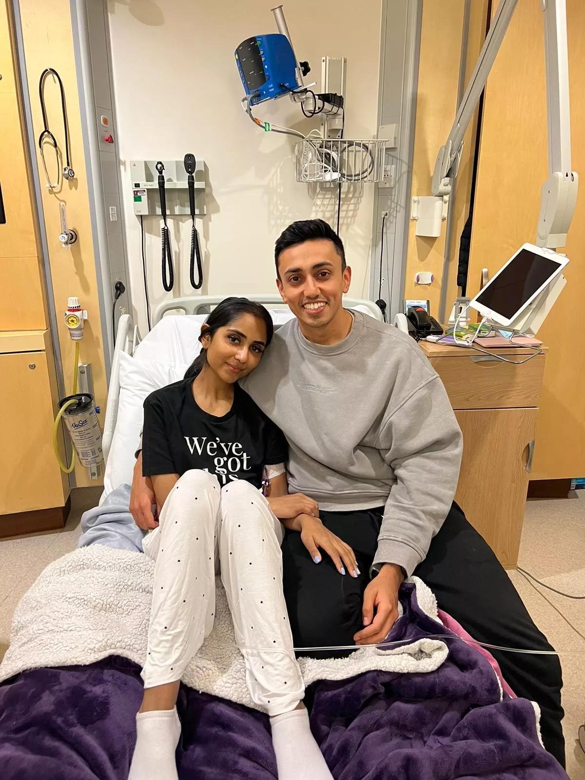 Patient smiling in hospital bed