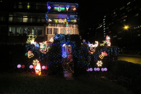 House decorated with Christmas lights