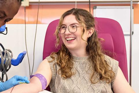 Banner image of an Anthony Nolan Nurse attending to one of our stem cells donors in the cell collection centre in Nottingham
