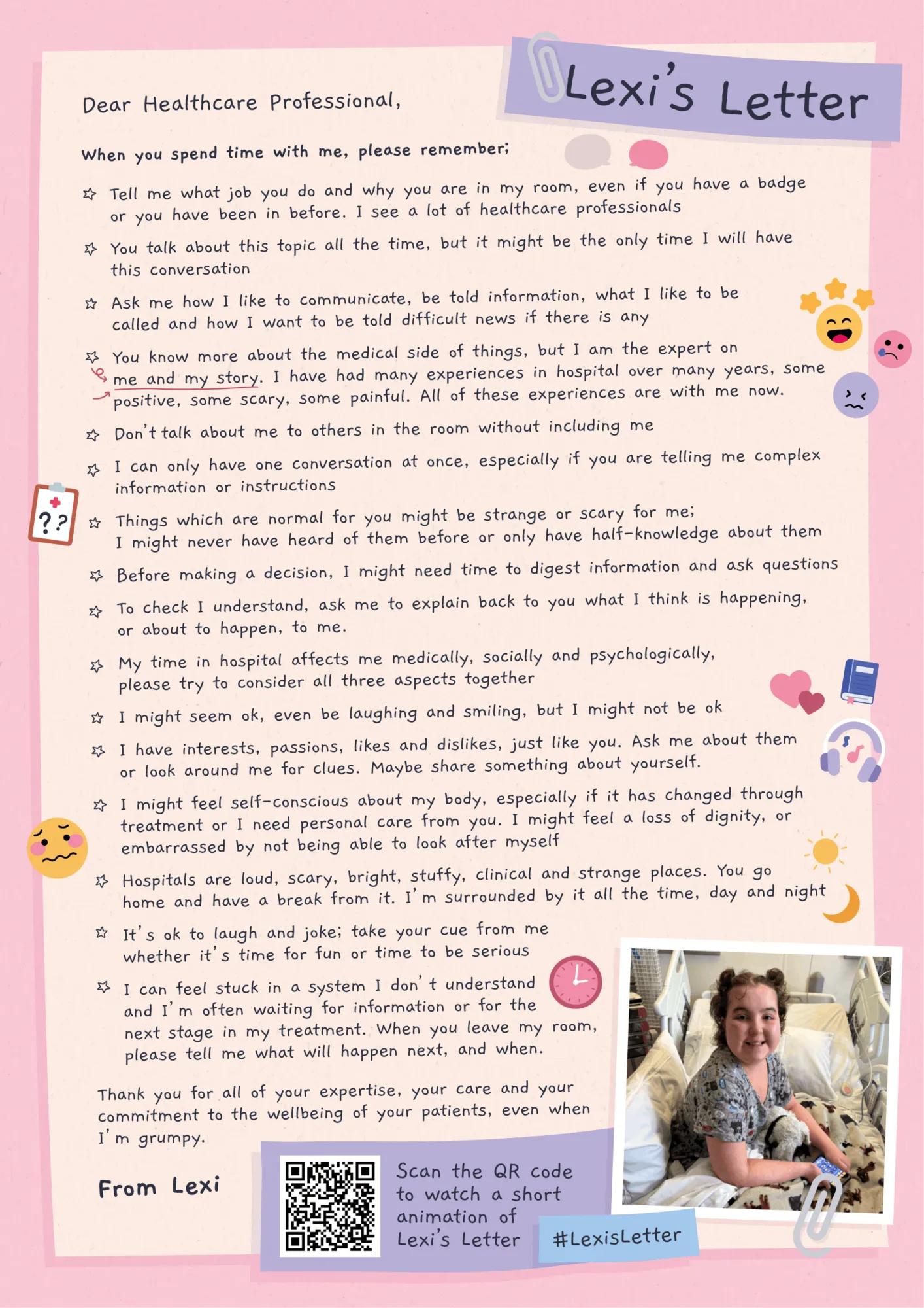 Lexi's letter - see below for full text