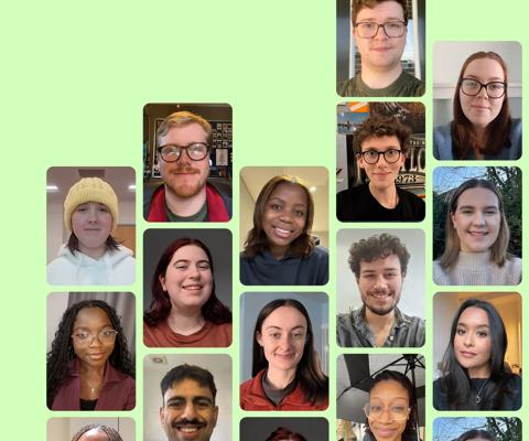 A collection of youthful faces, smiling. Each in their own individual frame.