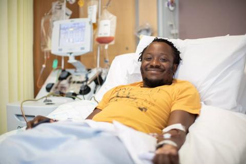 Douglas Mbang donating stem cells