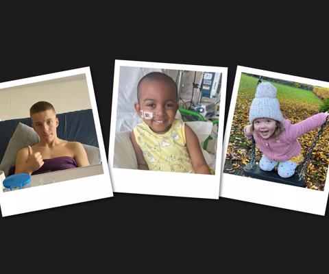 From left to right, photos of Charlie, Esha and Erin, who are currently searching for a stem cell donor.