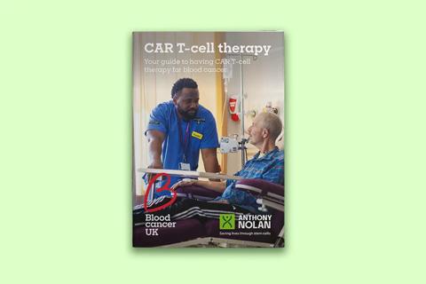 A booklet cover with the title CAR T-cell therapy
