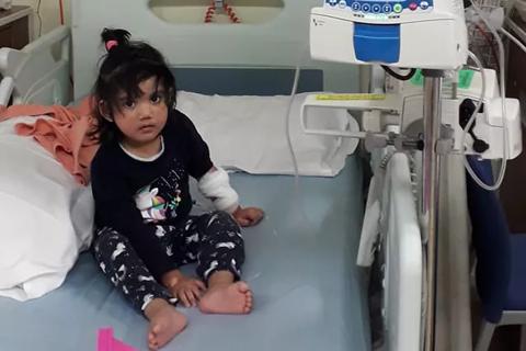 Shahera, in hospital. She is still waiting for a stem cell donor.