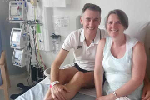 Richard in hospital with his wife