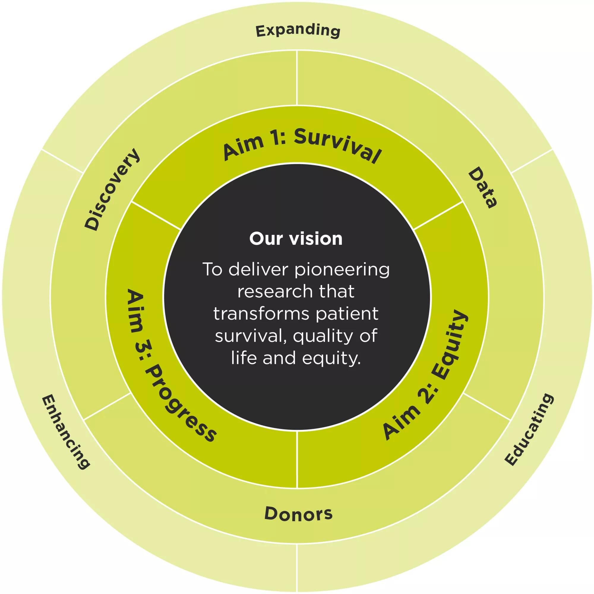 Onion diagram demonstrating the different layers of the Research Strategy