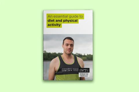 A booklet cover with the title An Essential Guide to Diet and Physical Activity.