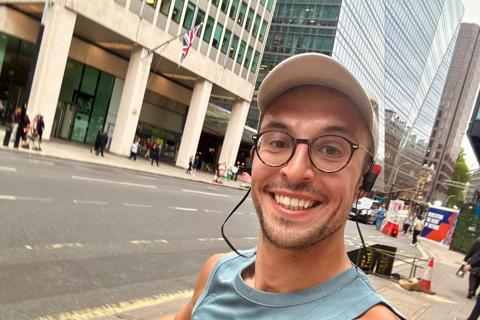 A selfie taken by Dan while jogging