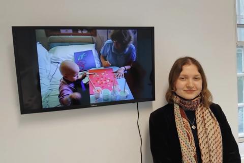 Sorrel at art exhibition 