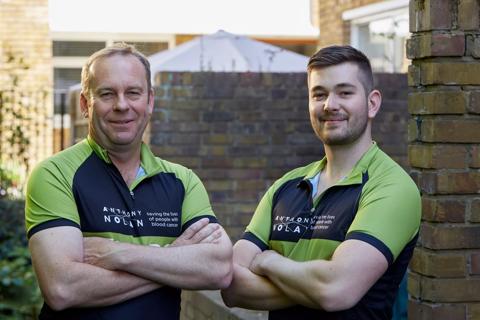 Patient, Rob, with his dad, ready to cycle and raise fund for Anthony Nolan