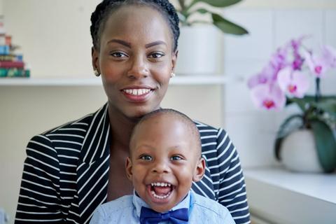 Diana, who received a stem cell transplant, with and her son.