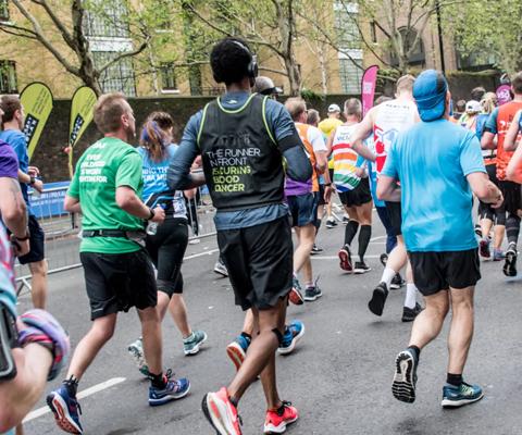Virgin Media London Marathon 2019 VMLM - Runners showing off back of their AN running vests