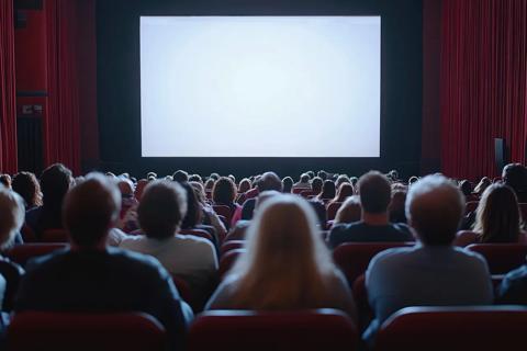 An audience in front of a cinema screen