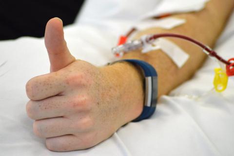Photo's from a stem cell harvest with donor Jon Evans.