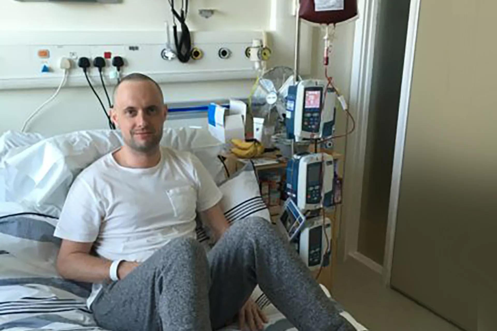 Alex, in hospital isolation during his stem cell transplant