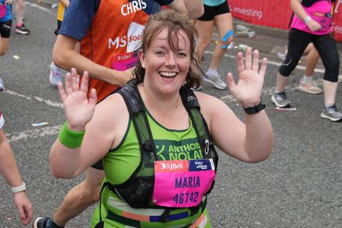 TeamAN runner at the Great North Run cheerpoint