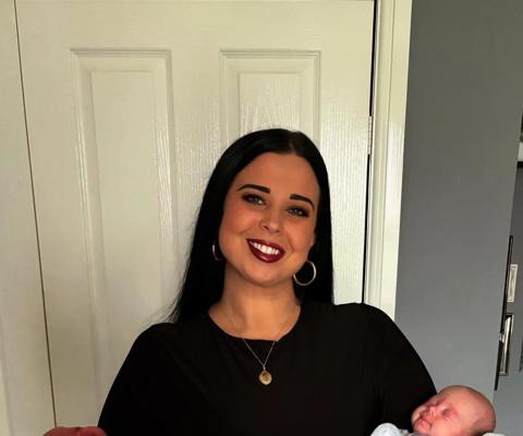 Katie Matthews with her twins