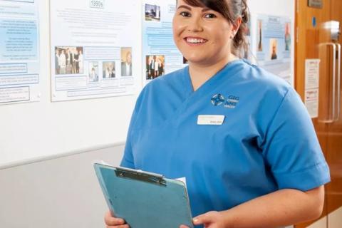 Photo of a nurse holding a clipboard