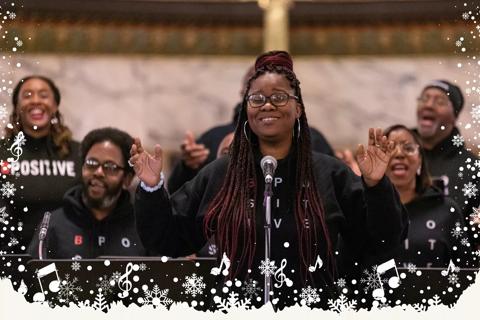 B Positive Choir singing at the Anthony Nolan Christmas Carols