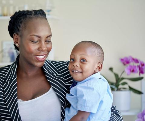 Diana, who received a stem cell transplant, with and her son.