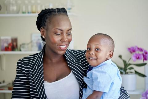 Diana, who received a stem cell transplant, with and her son.