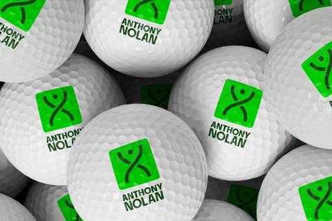 Golf balls featuring Anthony Nolan logo