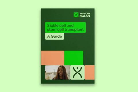 A booklet cover with the title Sickle cell and stem cell transplant: A guide