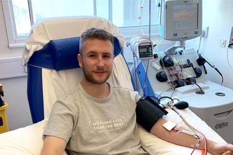 Adam donated his stem cells in 2019. Story also available.
