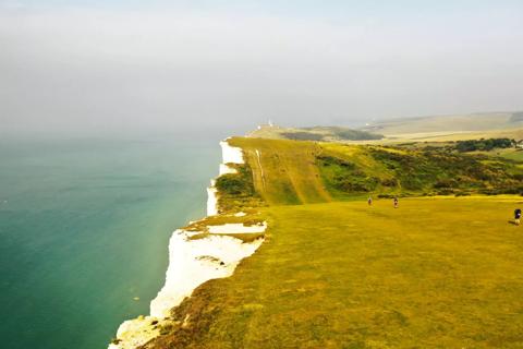 Photo of the South Coast cliffs and the sea
