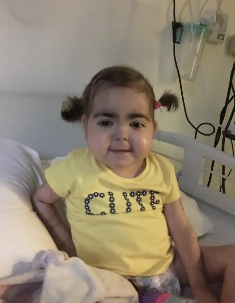 Sofia Gardella pictured in hospital when she was having treatment